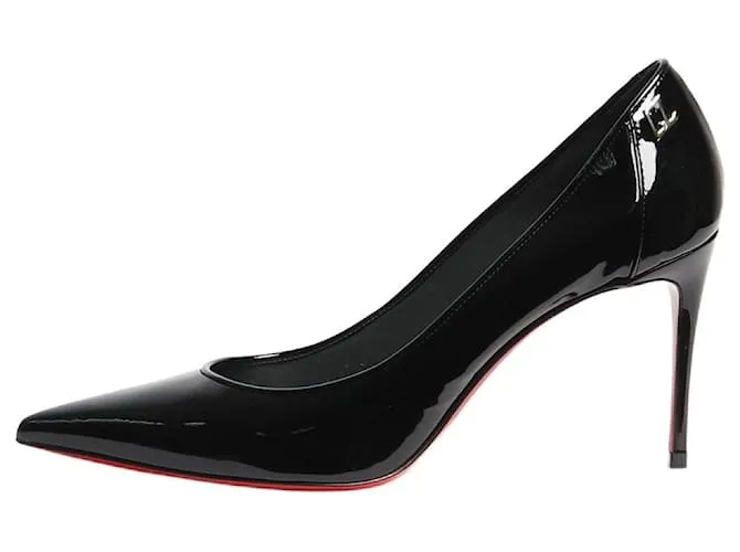 Christian Louboutin Décolleté slingback in vernice nera - taglia EU 39 (UK 6) Nero