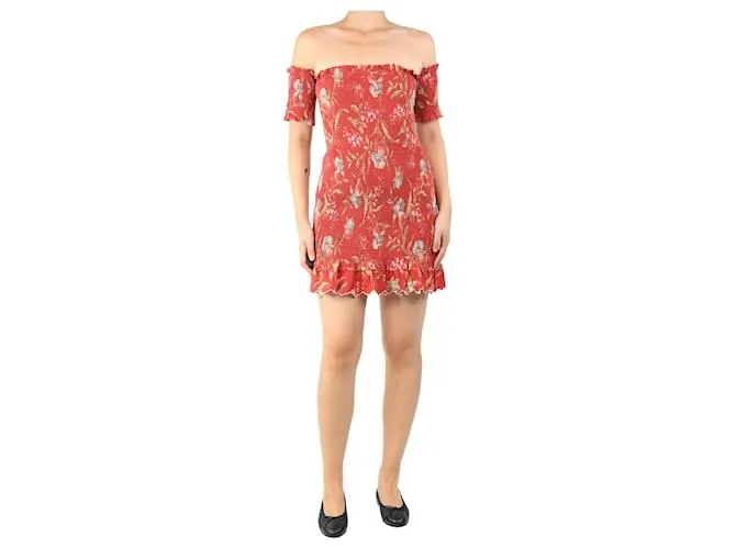 Zimmermann Abito mini floreale arricciato rosso - taglia UK 10