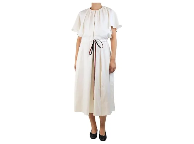 Altuzarra Abito fluido crema con cintura marrone - taglia UK 10 Crudo