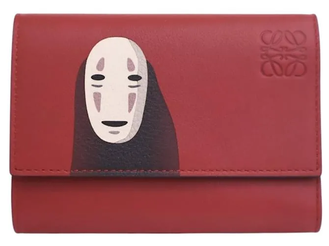 Portafoglio in pelle LOEWE Red Studio Ghibli Spirited Away Kaonashi No Face Rosso Multicolore