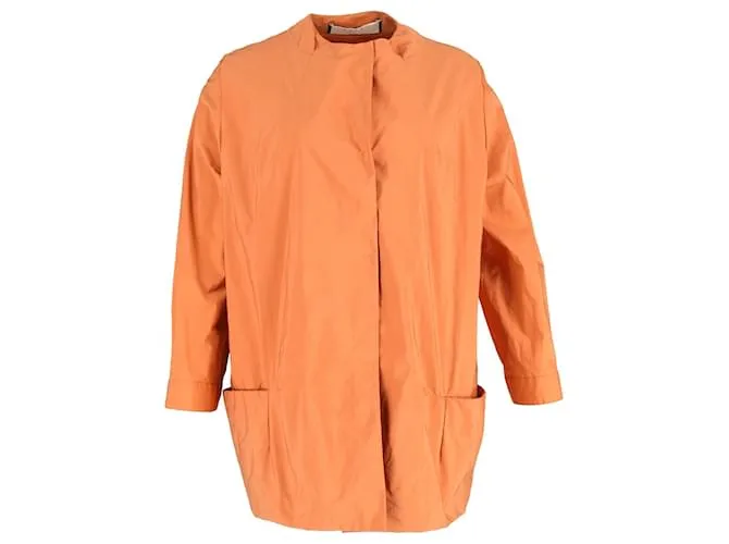 Giacca senza colletto Marni in nylon arancione Corallo