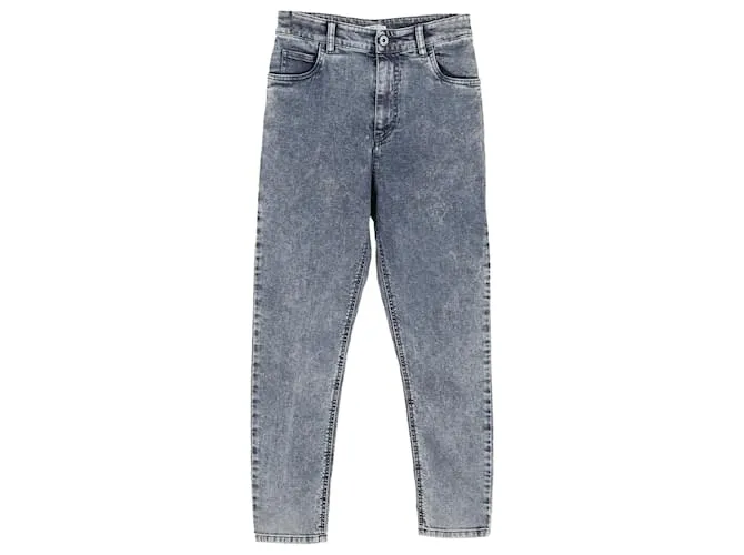 Jeans boyfriend Miu Miu in lavaggio chiaro grigio in cotone blu Blu chiaro