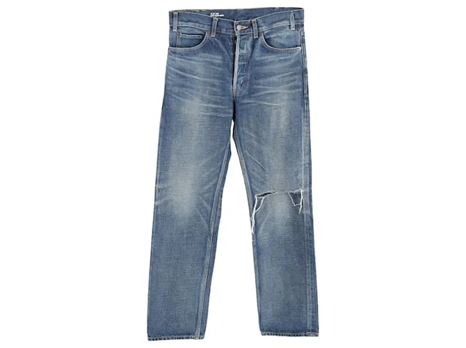 Edge Céline Jeans chiari strappati in denim blu Celine Blu chiaro