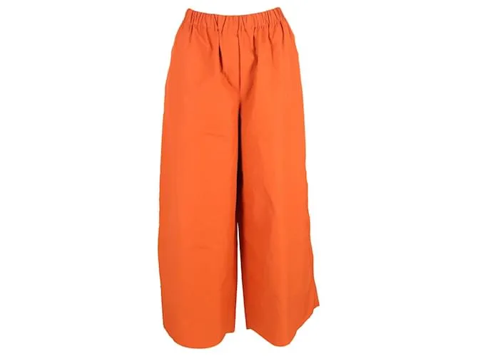 Pantaloni Palazzo in Popeline Arancione in Cotone Max Mara Navigli Corallo