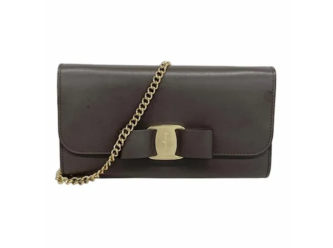 Portafoglio a Spalla Vara Salvatore Ferragamo Marrone scuro