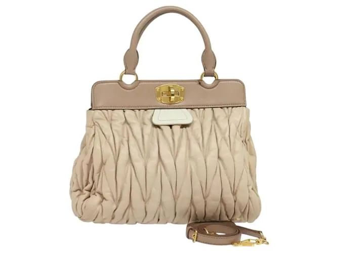 Borsa Miu Miu Matelassé in pelle 2 in 1 beige oro Auth 132451 D'oro