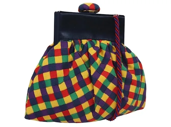 Autre Marque BORSO A SPALLA BOTTEGA VENETA INTRECCIATO Tela Multicolore Oro Auth 132688 D'oro