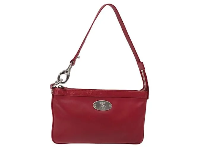 Pochette Accessorio CÉLINE Pelle Rossa Argento Auth 132517 Rosso