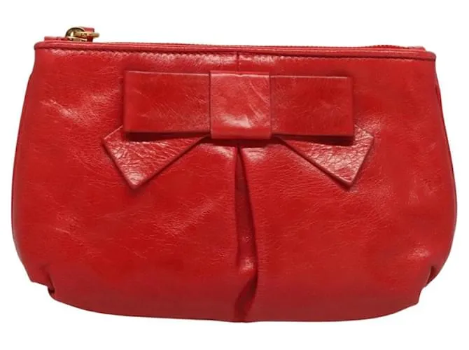 Pochette Accessorio Miu Miu Pelle Rossa Oro Auth ac3852 Rosso D'oro