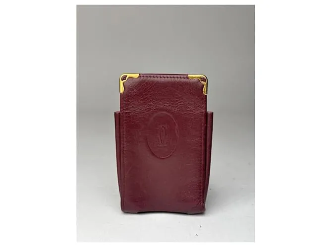 Supporto per telefono in pelle Cartier vintage bordeaux Bordò