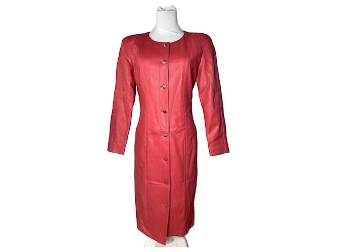 Cappotto in pelle vintage Courreges rosso