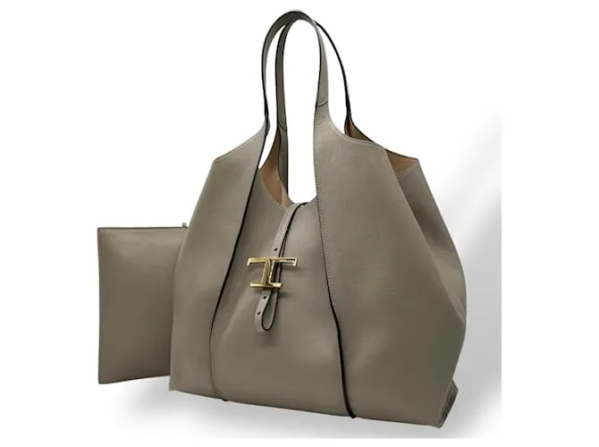 Borsa Tote in Pelle Senza Tempo Tod's Grigio
