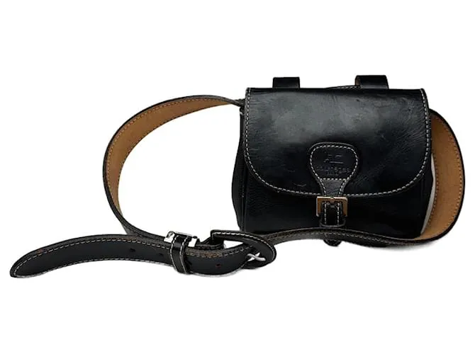Borsa a cintura in pelle vintage Courreges nera Nero