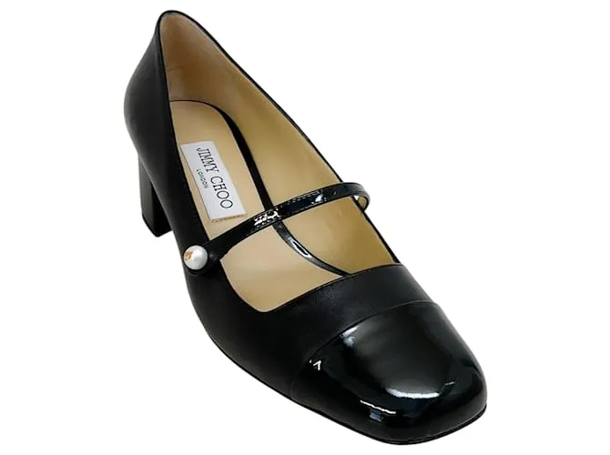 Décolleté Mary Jane Elisa 45 in pelle nera / vernice di Jimmy Choo Nero