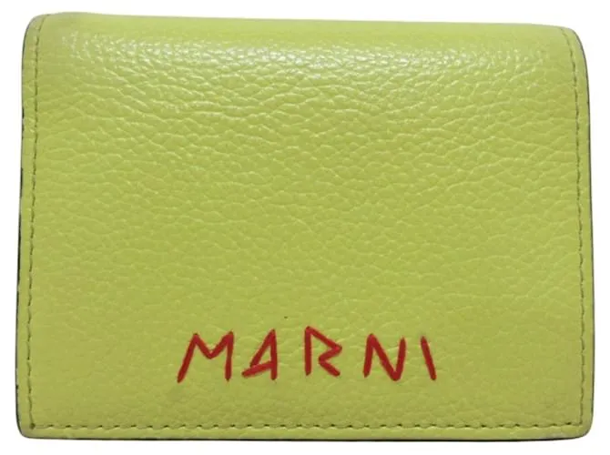 Portafoglio compatto in pelle Marni a due pieghe Giallo