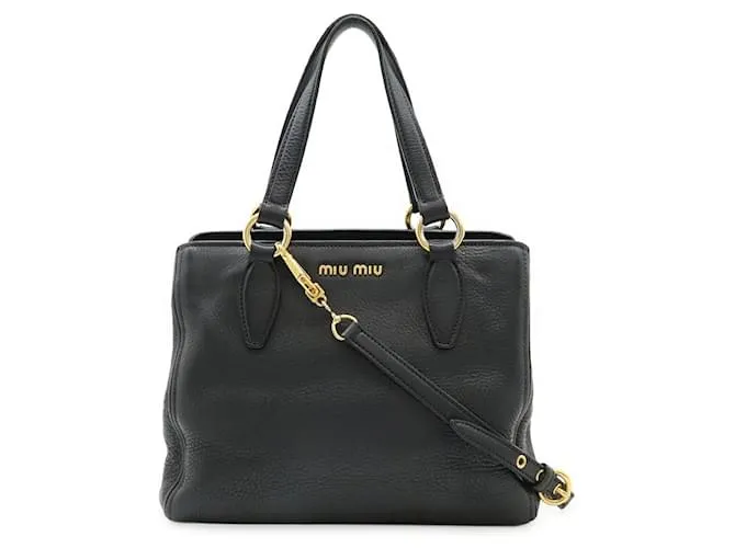 Borsa 2 in 1 in pelle Vitello Caribu di Miu Miu Nero
