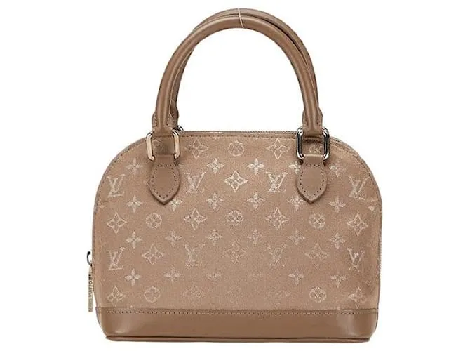 Borsa a mano Little Alma Monogram Satin Louis Vuitton Marrone Beige