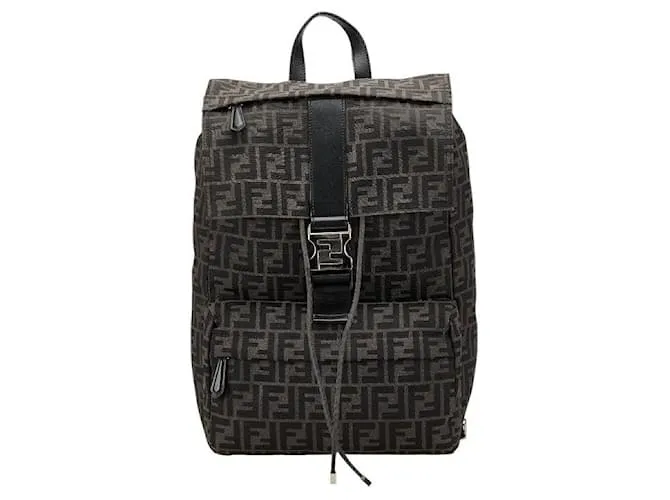 Zaino in tela e pelle Zucca di Fendi Nero