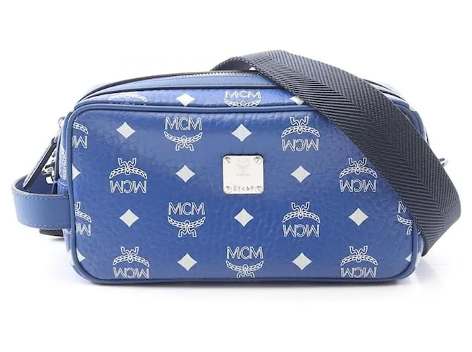 Borsa a Spalla in Pelle Visetos MCM Blu