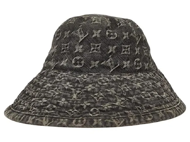 Cappello Bucket Monogram in Denim Louis Vuitton Nero