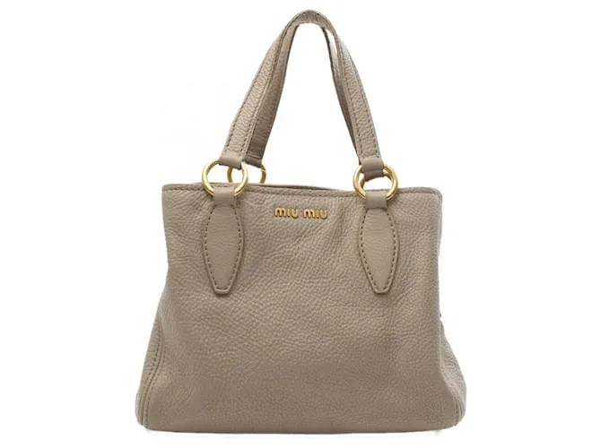 Borsa in pelle VITELLO CARIBU di Miu Miu Grigio