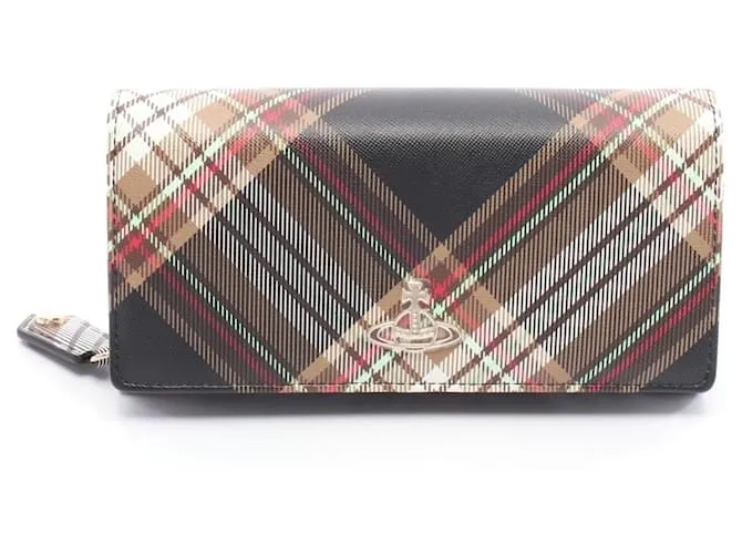 Portafoglio Lungo in Pelle Sintetica con Logo Classico Vivienne Westwood Marrone