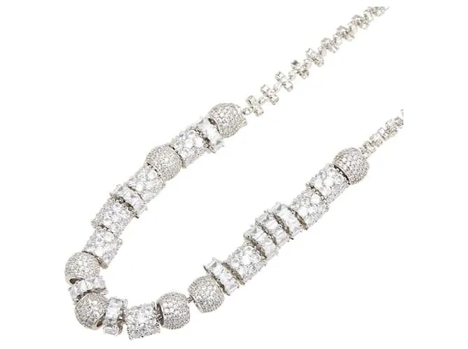 Collana in metallo con pietre Line di Givenchy Argento Metallico