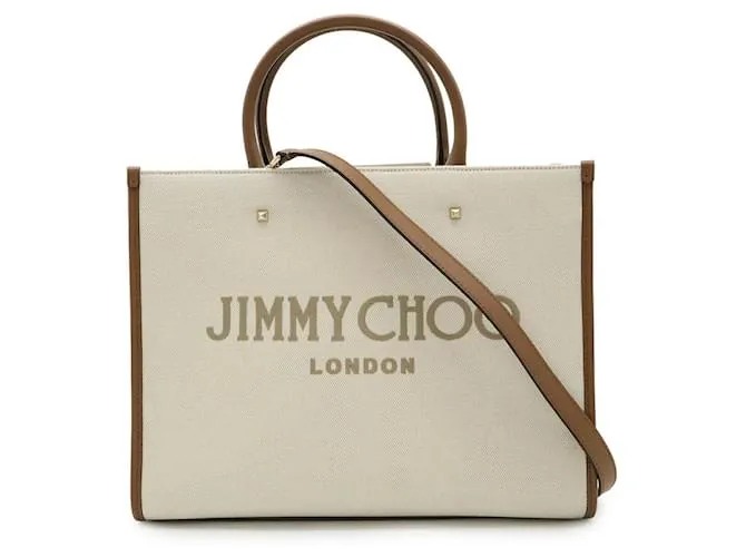 Borsa 2 in 1 in tela VARENNE M di Jimmy Choo Marrone Beige