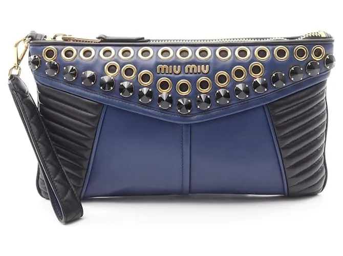 Miu Miu Nome del prodotto ufficiale Borsa a tracolla in pelle Blu