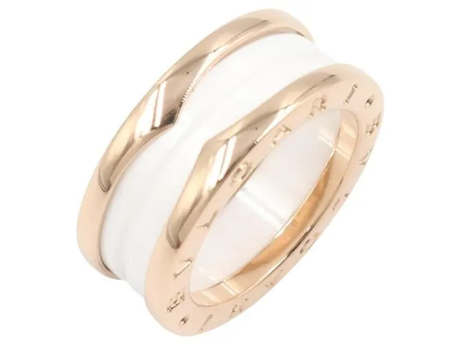 Bulgari Anello Bvlgari B-zero1 in ceramica Au750 Taglia 10 Bianco