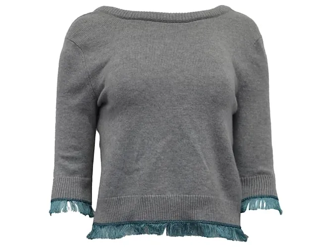 Maglione Chloé con scollo a barca in cashmere grigio