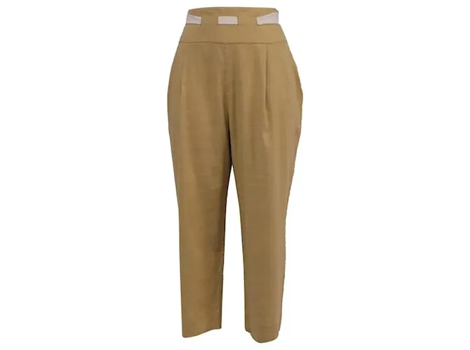Pantaloni Cropped Tapered Judith di Cult Gaia in Lino Giallo Cammello