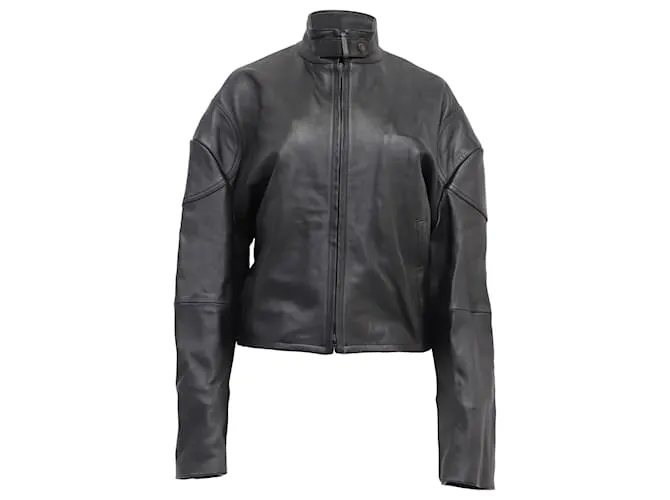 Giacca da motociclista con zip Acne Studios in pelle di agnello nera Nero