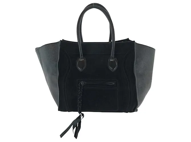 Céline Borsa 2 in 2 Celine Luggage Phantom in suede/pelle Nero