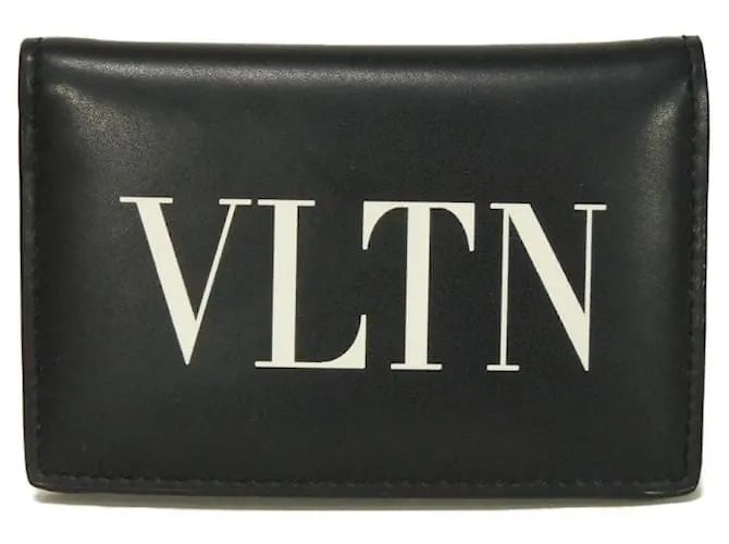 Valentino Garavani Portacarte in pelle liscia VLTN Logo di Valentino Nero