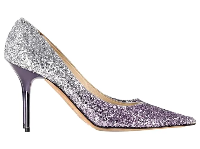 Décolleté Romy a punta in glitter viola di Jimmy Choo Porpora