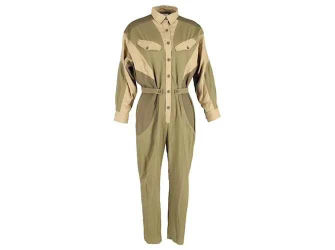 Tuta Patchwork Guan in Cotone Verde Oliva di Isabel Marant Étoile