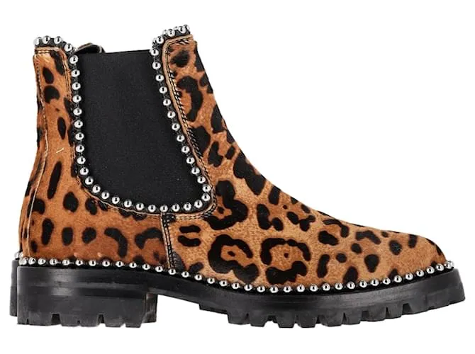 Stivali Chelsea Spencer con stampa leopardata in pelo di pony marrone di Alexander Wang