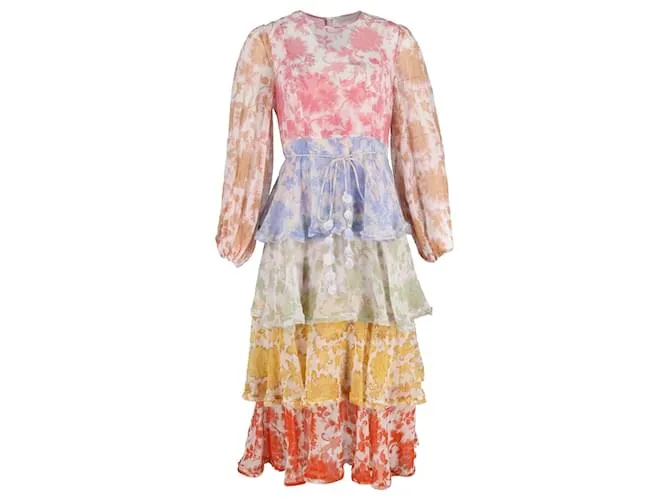 Abito midi a strati con stampa floreale Zimmermann in cotone multicolore