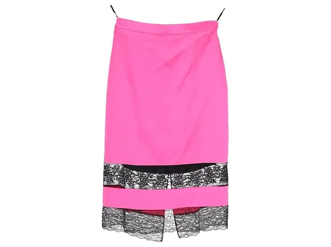 Gonna nera in seta con pizzo di Givenchy, lunghezza al ginocchio Marrone Rosa