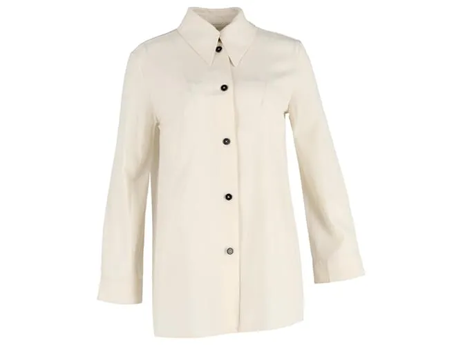 Camicia button-down a maniche lunghe Jil Sander in cotone crema Bianco Crudo