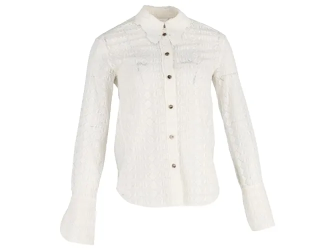 Blusa bianca in poliestere con bottoni in pizzo Chloé Bianco Crudo