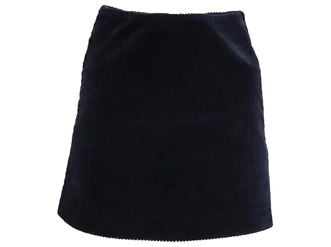 Gonna Mini Ganni in velluto a coste blu navy