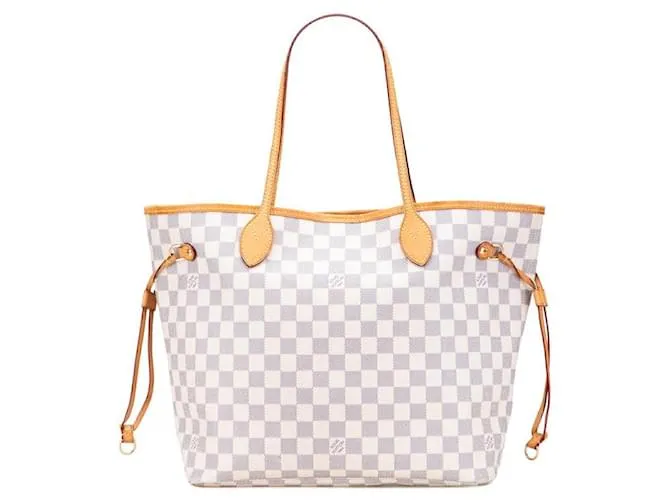 Borsa 2 in 1 Louis Vuitton Neverfull MM Damier Azur Bianco