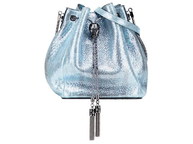 Bulgari Borsa 2 in 1 in pelle Karung Bvlgari Serpenti Forever Blu