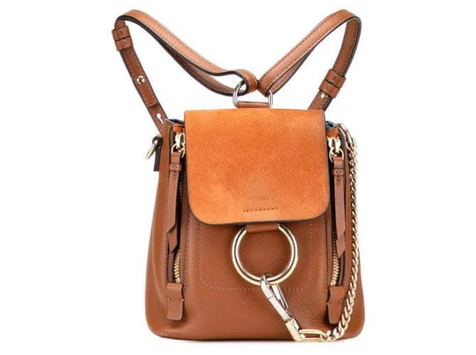 Chloé Zaino mini in pelle scamosciata Chloe Faye 2 in 1 Metallico Bronzo