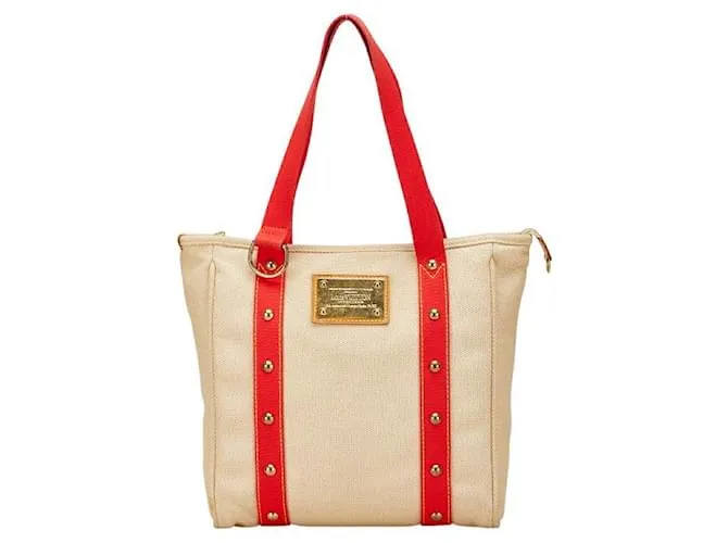 Borsa a Spalla Antigua Cabas MM in Tela di Louis Vuitton Rosso