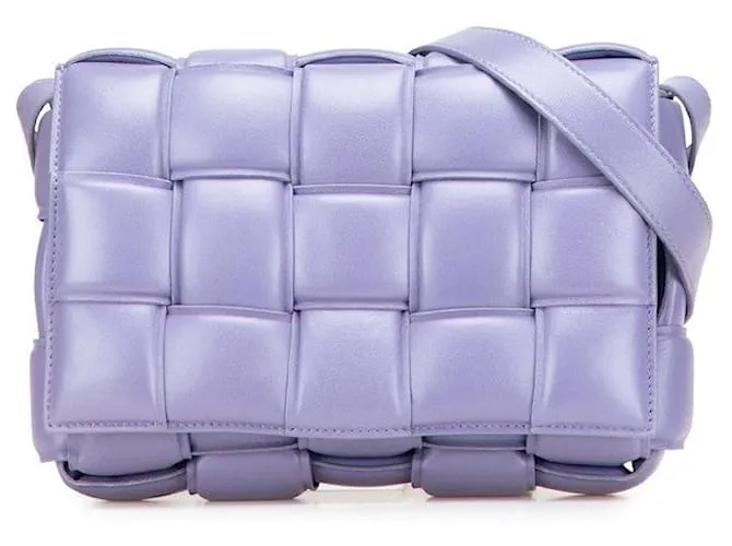 Borsa a Spalla in Pelle Padded Cassette di Bottega Veneta Porpora