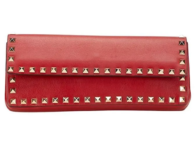 Valentino Garavani Clutch in pelle Valentino Rockstuds Rosso