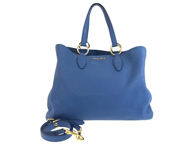 Borsa 2 in 1 in pelle Vitello Carib di Miu Miu Blu